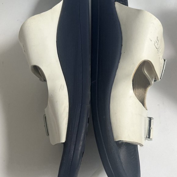 Betula Birkenstock Size 40 Sandals Flip Flop White Navy Waterproof - Picture 4 of 7